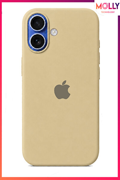 Molly iPhone 17 İçin Bej Lansman İçi Kadife Mat Silikon Kılıf