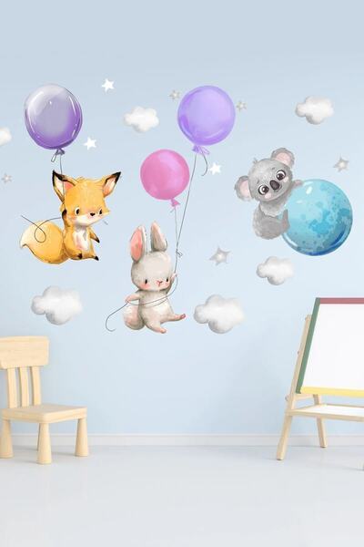 Sim Tasarım - Sim29 - Pink Balloon Wall Sticker Set Colorful
