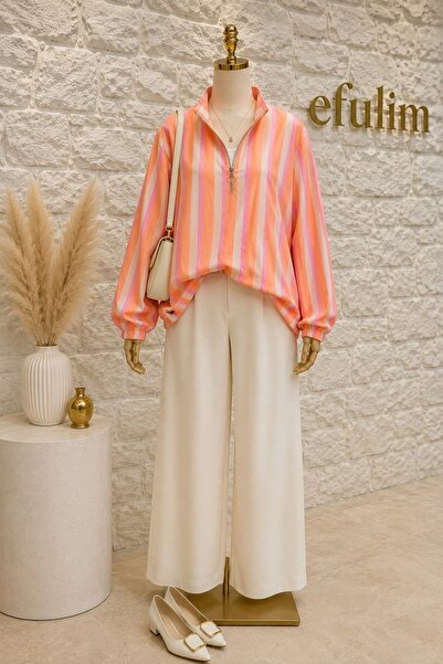 THEK BUTİK PASTEL ÇİZGİLİ BOMBER CEKET