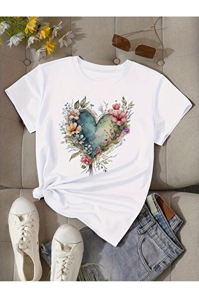 mercoledi Women's Mix Printed Crew Neck Regular Fit T-Shirt