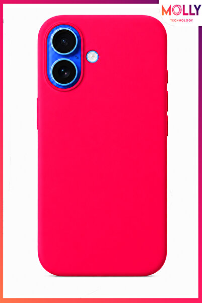 Molly iPhone 17 İçin Neon Pembe Liquid İçi Kadife Mat Silikon Kılıf