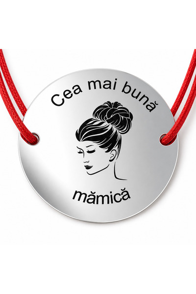 Simoshop 925 silver bracelet with coin Best Mom, adjustable cord — gift for mom