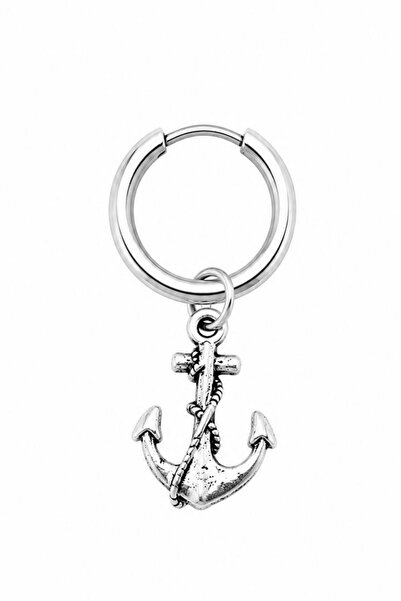 Blisse Piercing Unisex Silver Color Surgical Steel Dangle Anchor Figured Hoop...