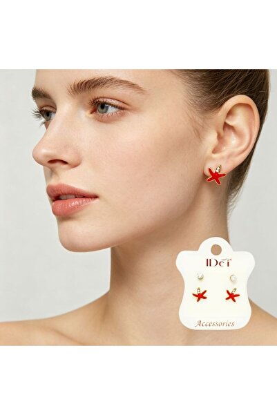 idei Set cercei stud femei din aliaj metalic cu email colorat, accesoriu fash...