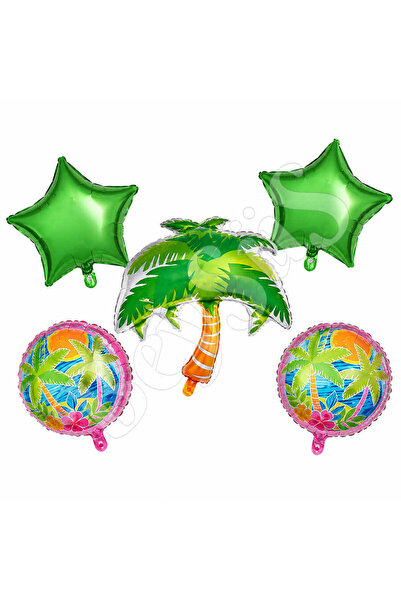 BeySüS Palm Tree Themed 5-Piece Foil Balloon Set