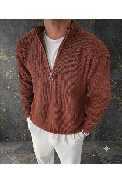 zs zaos fashion Men's Winter Thick 100% Cotton Stand-Up Collar Sweater Basic ...
