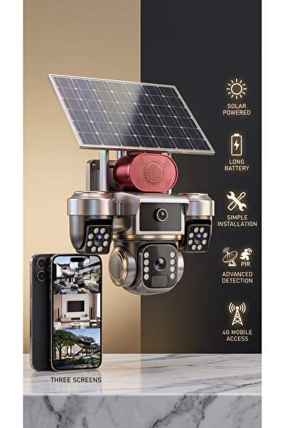 FİCOM TEKNOLOJİ Güneş Enerjili HD Kablosuz Güvenlik Kamerası PTZ Hareket Sens...