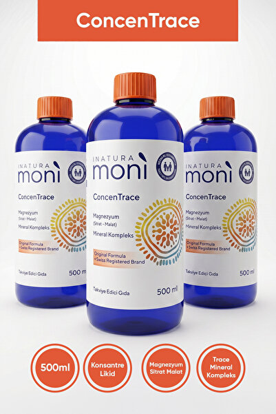 Moni Vitamins 3 عبوات من مون كونسنتريكس 500 مل سائل سيترات المغنيسيوم-مالات، ...
