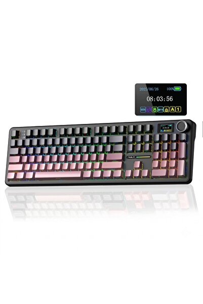 Aula F108 Pro Ekranlı Mekanik Klavye Graywood V3 Switch RGB Hot Swap 8000mAh ...