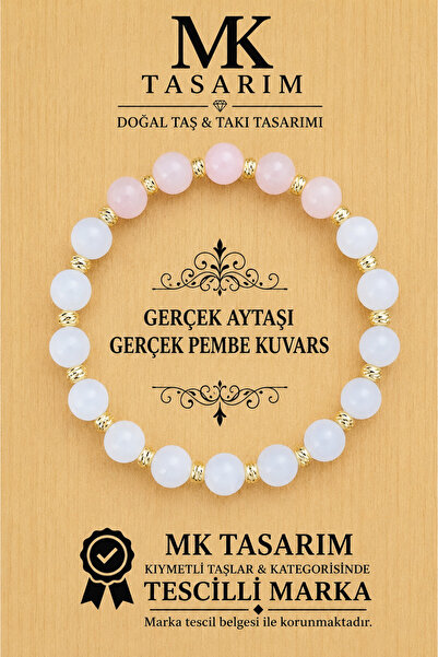 MK tasarım Real Moonstone Pink Quartz Bracelet Mk.7000.846- Comfort-Peace-Ene...