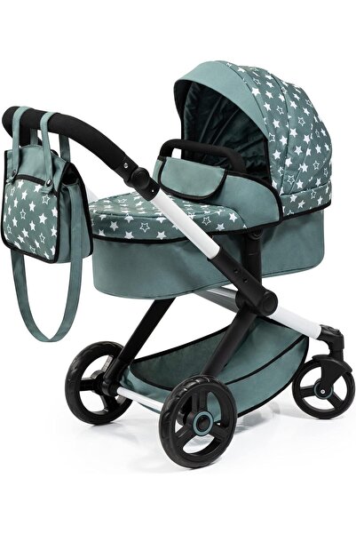 Bayer Design Combi Doll's Pram Xeo, Stars Green & White