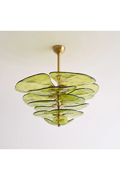 LUXXO Candelabru Lotus 65 cm, 12x G9, abajur sticla, 65 × 65 × 40 cm