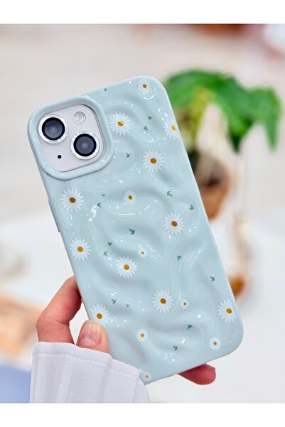 Go Aksesuar Iphone 14 Plus Ve 15 Plus Uyumlu 3d Kabartma Papatya Desenli Sili...