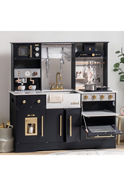 ROBUD Play Kitchen for Kids, Wooden Play Kitchen Set with Plenty of Realistic...