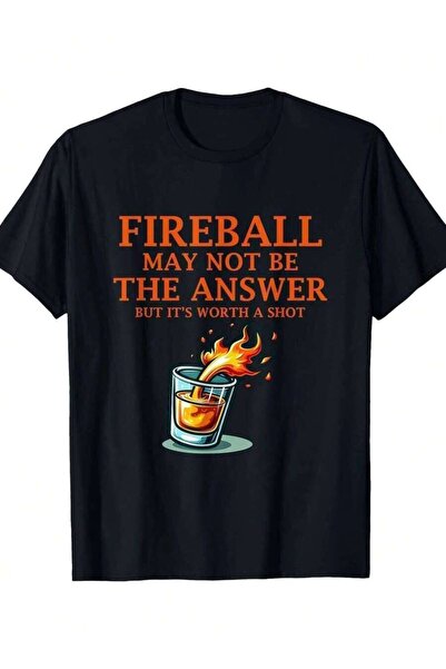 25W تي شيرت رجالي بطبعة "Fireball May Not Be The Answer" - كاجوال، قابل للتهو...