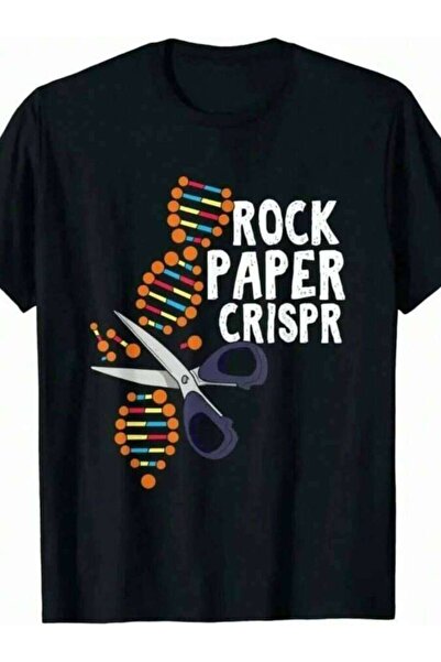 9JY تي شيرت Rock Paper CRISPR DNA Biologist Genetic Engineering Science Fun ب...