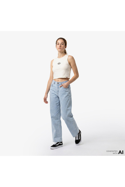 Dickies 993 High Waist Tapered Carpenter Kadın Mavi Pantolon
