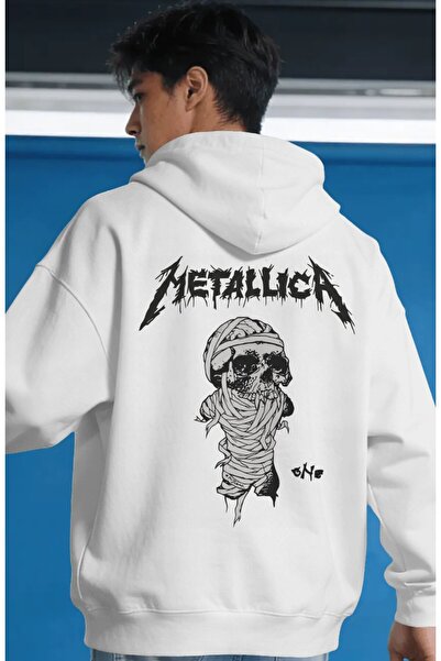SEVBANO Hanorac premium oversize unisex cu imprimeu pe spate Metallica Rock M...