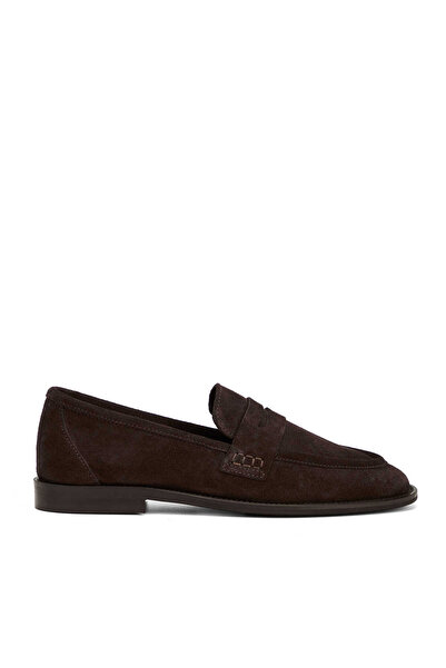 Tergan Kahverengi Hakiki Deri Kadın Loafer - K26I1AY68667-B85