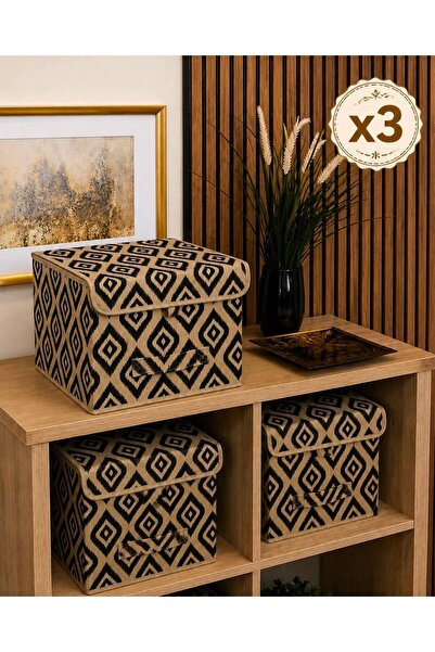 MorPort 3 قطع من صندوق بوهي متعدد الأغراض مع غطاء ومنظم رفوف صغير 30 × 30 × 24