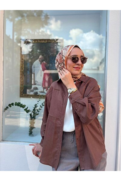 QOOQ STORE 26SS227 Pera Kadın Gömlek Kahve