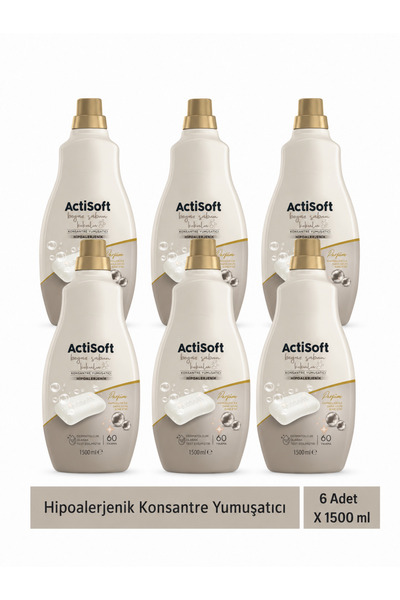 actisoft Hipoalerjenik Konsantre Çamaşır Yumuşatıcı Beyaz Sabun 1500 ml X 6 Adet