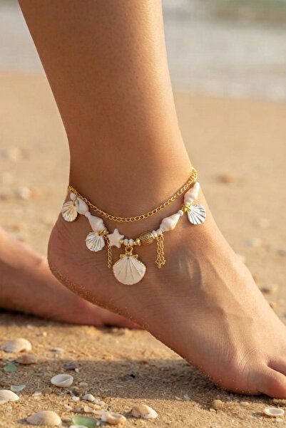 PETEK AKSESUAR 2-Pack Mussels Sea Shell Ankle Bracelets