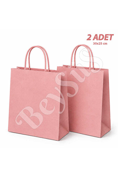 BeySüS 30x25 cm Hediyelik Kağıt Çanta Pembe 2 Adet