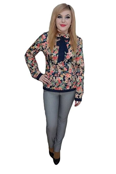 OEM Pantalon elegant lung cu design geometric, de culoare gri