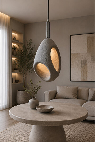 Luna Lighting Dora Model Orjinal Beton Krem Sarkıt Avize