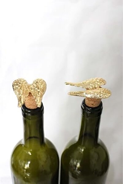 Yıldızan Golden Angel Wing 2-Piece Cork Stopper - Wine Oil Bottle 1302237