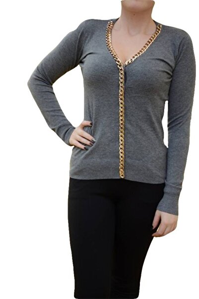 OEM Bluza casual, gri, de marime universala, cu design auriu