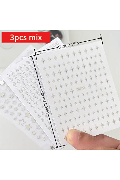 Choice 3pcs mix kawai New Arrival 3pcs Set Silver Letters Starburst Star Topl...