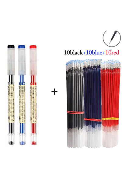 Choice4 3pen 30refill mix Japan Fine Point Pen 0.35mm Black Blue Red Ink Gel ...