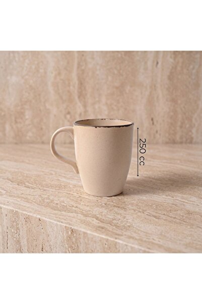 Güral Porselen Barista Bej Mat Porselen Kupa Bardak Seti 2li