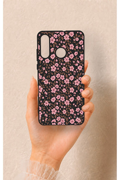 Vip Case Huawei P30 Lite Uyumlu Mini Pembe Çiçek Desenli Silikon Kılıf