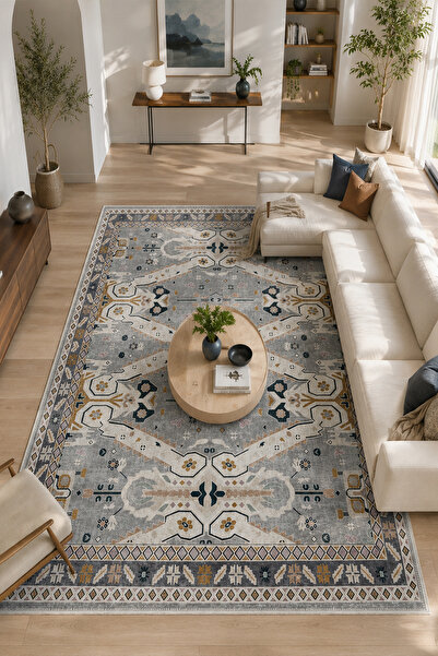 Homefesto Modern Dekoratif Halı – Makinada Yıkanabilir, Kaymaz Taban, İnce Salon Halısı, Mutfak Halısı ve Yolluk