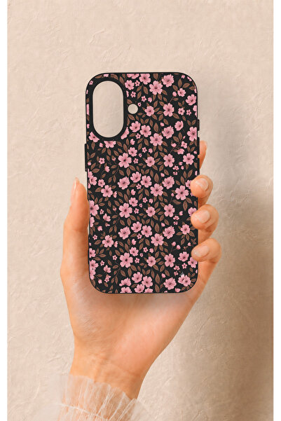 Vip Case iPhone 16 Uyumlu Mini Pembe Çiçek Desenli Silikon Kılıf