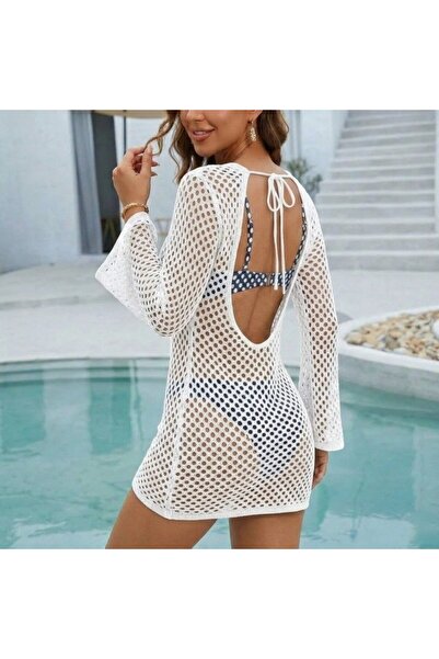 Generic Brand Women's Backless Knitwear Pareo Beach Dress