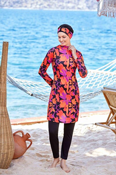 Fulla Moda Patterned 4-Piece Hijab Swimsuit