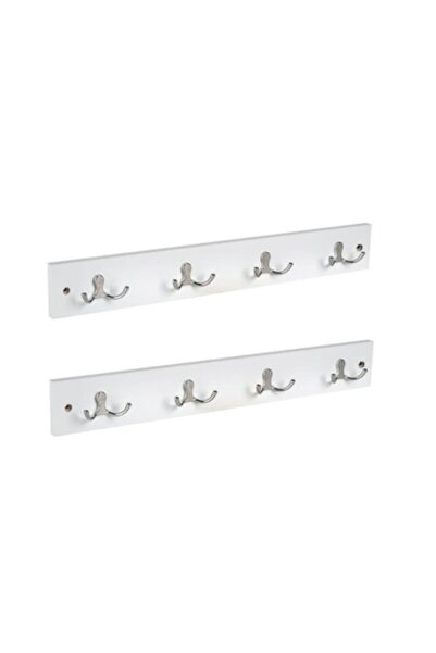 ANTBRO Set de 2 suporturi din MDF pentru ușă sau perete, 8 cârlige, 51x7 cm, alb