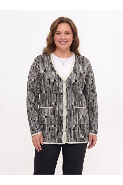 onno style women Patterned Classic Knit Buttoned Jacket