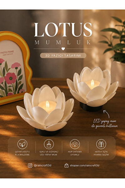 Genel Markalar Lotus Mumluk | 3D Yazıcı Tasarımı( 2 Adet Gönderilir )