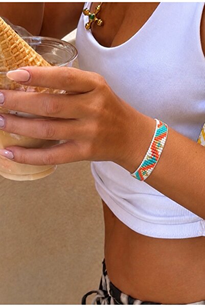AychaAksesuar Yellow Orange Blue Colored Miyuki Bracelet