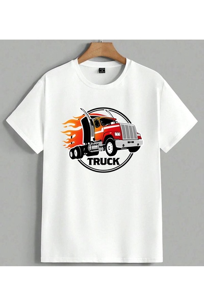 ELFERA تي شيرت كبير الحجم مطبوع عليه شعار الشاحنة Ates Truck Logo Arac للجنسي...