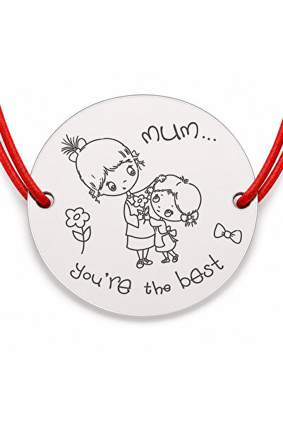 Simoshop Brățară argint 925 cu bănuț Mum You’re the Best, șnur reglabil — cadou