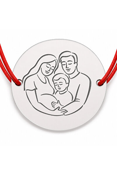 Simoshop Brățară argint 925 cu bănuț familie în așteptare, șnur reglabil — cadou