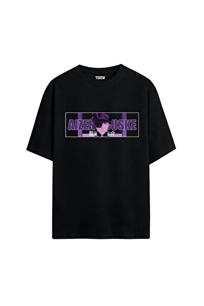 Aizen Sousuke Bleach Japanese Anime Streetwear Baskılı PREMİUM Bisiklet Yaka %100 Pamuk kısa kollu Oversize Tshirt