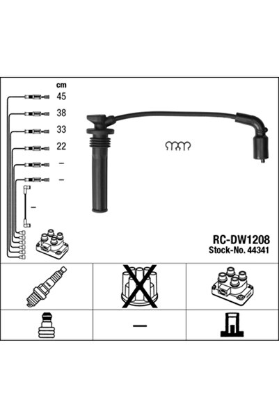 NGK Set Cablaj Aprinder 44341 Chevrolet Aveo/Aveo / Kalos/Spark