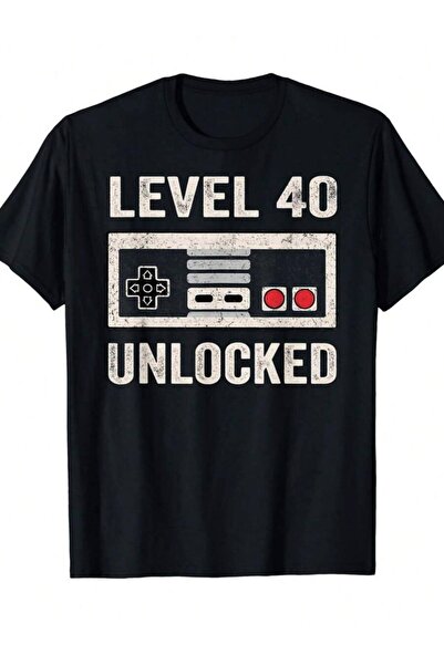 21JNRY تي شيرت Level 40 Unlocked لمحبي ألعاب الفيديو، هدية عيد الميلاد الأربع...